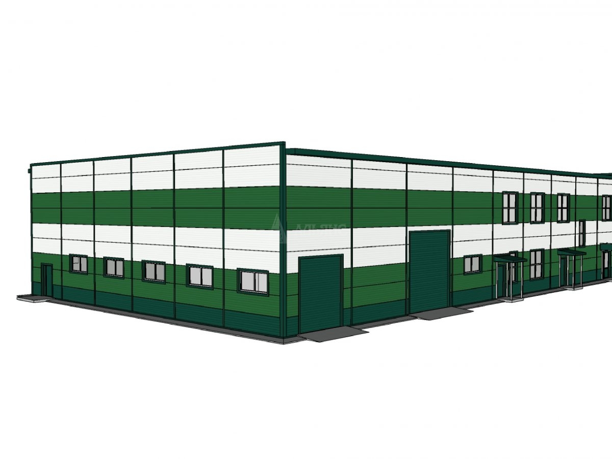 3D визуализация Офисно-складское здание из сэндвич-панелей - фото 8