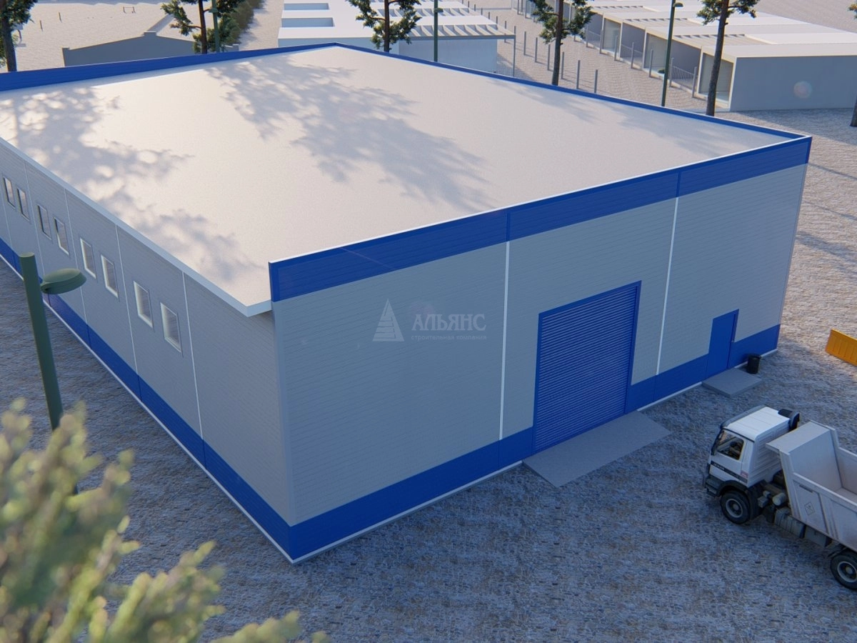 3D визуализация Склад-ангар готовой продукции из сэндвич-панелей - фото 1