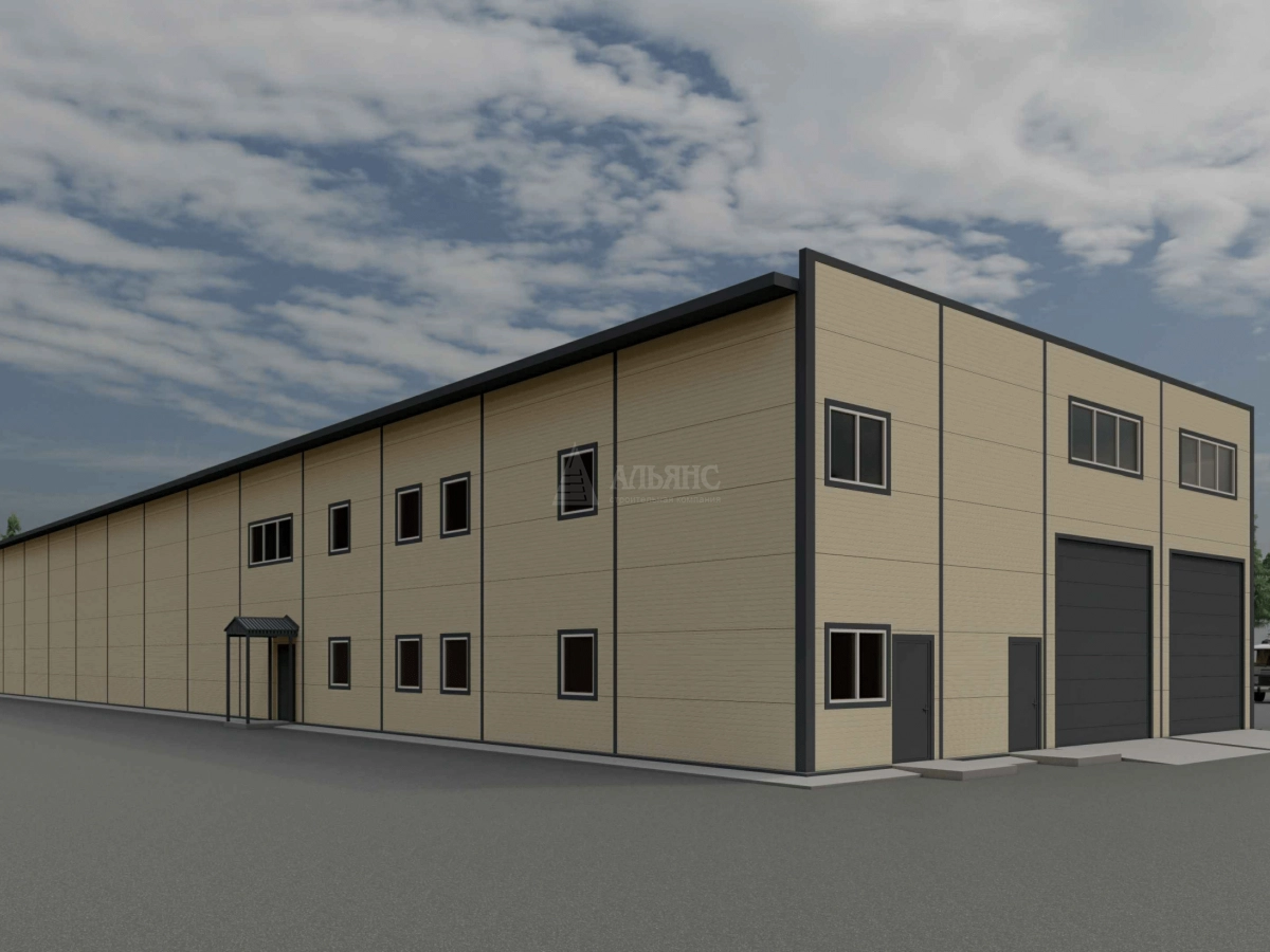3D визуализация Склад с АБК из сэндвич-панелей - фото 3